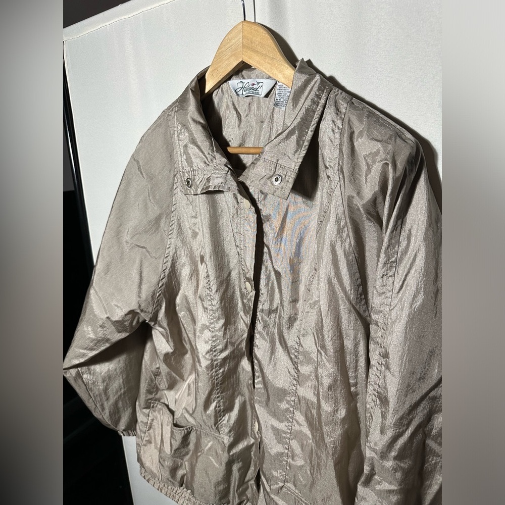 Vintage Haband Women's M Crinkle Nylon Beige Light Jacket Windbreaker Style #D69